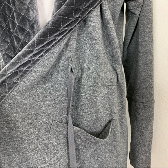 Soft Surroundings Lilas Gray Velvet Trim Cardigan Drawstring Waist Size M - Picture 3 of 16